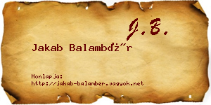 Jakab Balambér névjegykártya