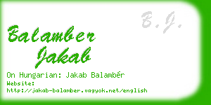 balamber jakab business card